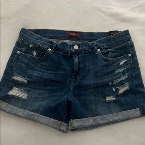 NWOT 7 For All Mankind - Dark Blue Distressed Women's Denim Shorts